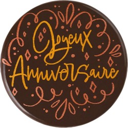 2 Mini Disques Joyeux Anniversaire  6 cm - Chocolat. n1