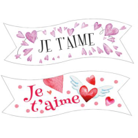 2 Banderoles Je t'aime 9,4 cm - Azyme