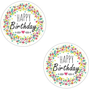 2 Mini Disques Happy Birthday  5 cm - Azyme