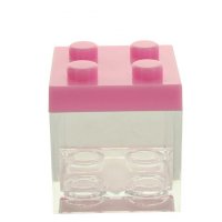 3 Botes Cubes Rose  garnir  (5 cm) - Plastique