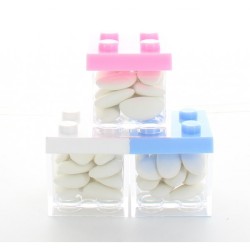 3 Botes Cubes Rose  garnir  (5 cm) - Plastique. n1