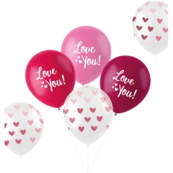 Bouquet 6 Ballons Coeurs / I Love You. n1