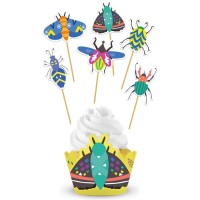 Contient : 1 x Set de 12 Dcorations Cupcakes Insectes Party