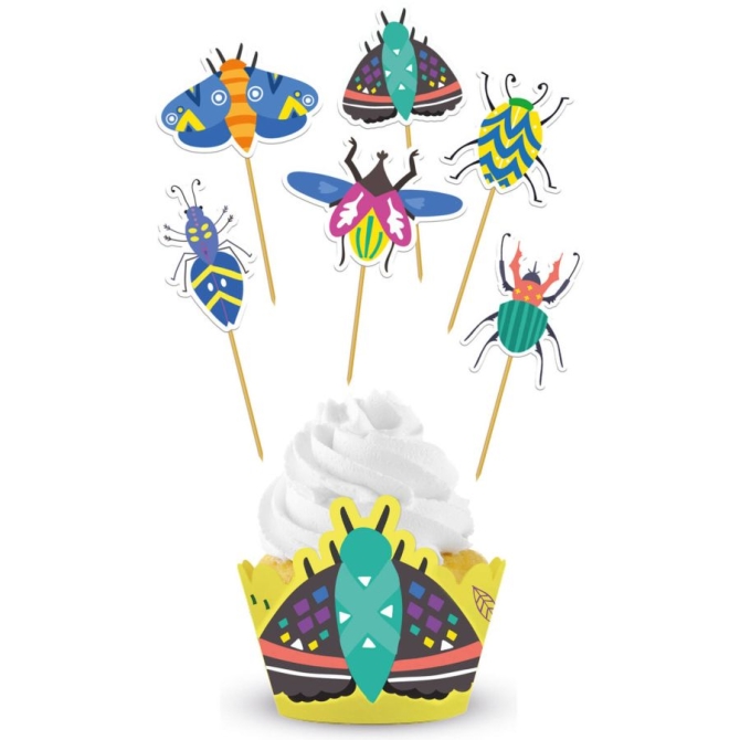 Set de 12 Dcorations Cupcakes Insectes Party 