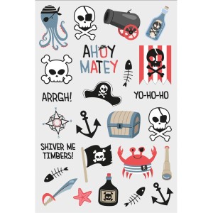 1 Planche de 25 Tatouages - Pirate Party