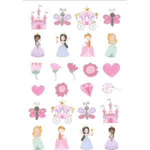 1 Planche de 25 Tatouages - Pretty Princess