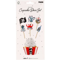 Set de 12 Dcorations Cupcakes - Pirate Party. n1