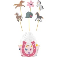 Set de 12 Dcorations Cupcakes - Happy Cheval