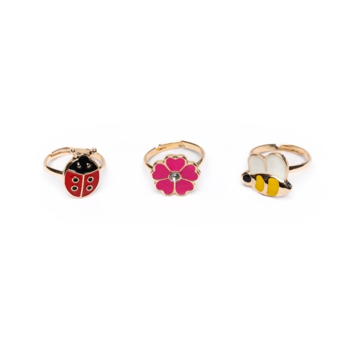 Set 3 Bagues Coccinelle / Abeille / Fleur 