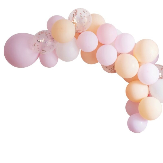 Kit Arche de 60 Ballons - Pche et Rose Mat 