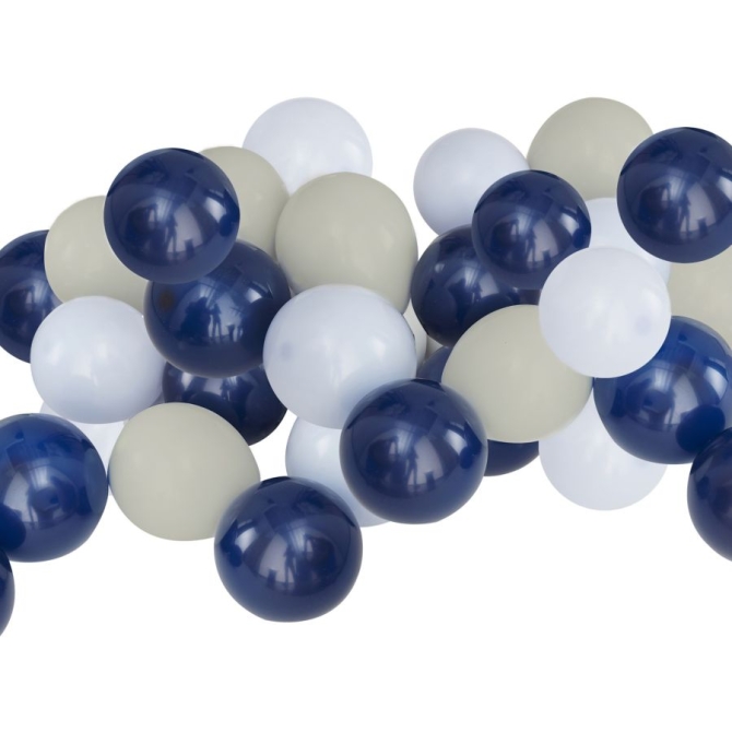 40 Ballons Bleu Marine,  Bleu et Gris - 13 cm 