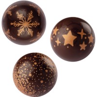 2 Sphres 3D Creuses Nol tincelant ( 2,8 cm) - Chocolat Noir