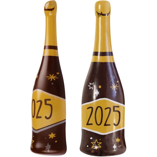 2 Bouteilles de Champagne 2025 (7, 5 cm) - Chocolat Noir 