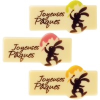 3 Plaquettes Joyeuses Pques (5,5 cm) - Chocolat Blanc