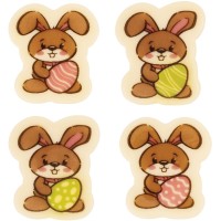 4 Petits Lapins avec Oeufs (3,1 cm) - Chocolat Blanc