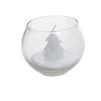 Bougie Sapin Blanc Bulle de Verre (8 cm)