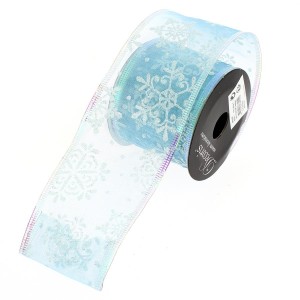 Ruban Large Bleu Flocons N4 (2,70 m - 6,3 cm)