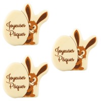 3 Plaquettes Lapin avec Oeufs de Pques  (4 cm) - Chocolat Blanc