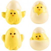 4 Petits Poussins 3D (3,5 cm) - Chocolat Blanc