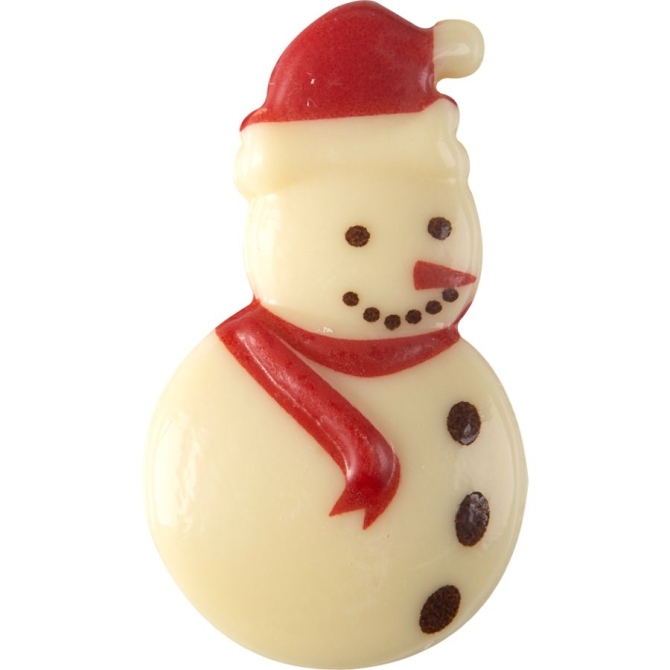 2 Bonhommes de Neige Bonnet Rouge (5 cm)  - Chocolat Blanc 