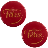 2 Mini Disques Joyeuses Ftes Rouge ( 3,8) - Chocolat