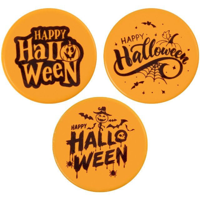 3 Disques Halloween  5 cm - Chocolat Blanc 