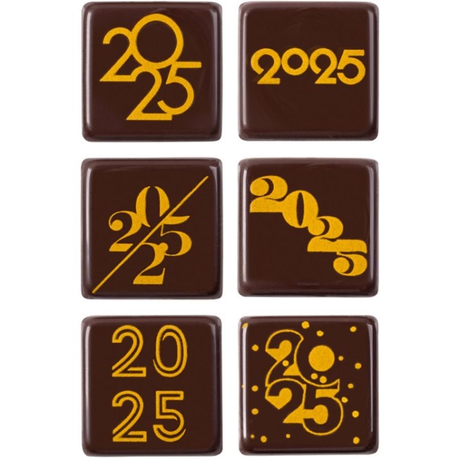 4 Plaquettes 2025 (3 cm) - Chocolat Noir 