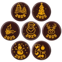 4 Mini Disques 2025 (2 cm) - Chocolat Noir