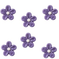 6 Mini Fleurs Poupre  2,2 cm - Chocolat Blanc