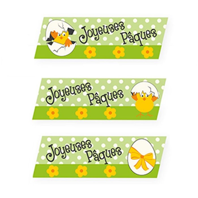 3 Plaquettes Joyeuses Pques Poussin 7 cm - Sucre 