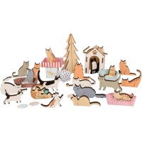 Calendrier de l'Avent - Chats de Nol en bois