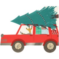 16 Petites Serviettes Voiture et Sapin de Nol