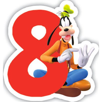 Bougie chiffre 8 Club Mickey - Dingo pour l'anniversaire de votre