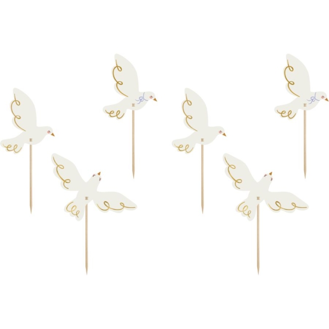 6 Pics Cake Toppers Colombe 