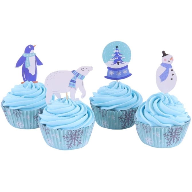 Kit 24 Caissettes et Dco Cupcakes - Snow Christmas 