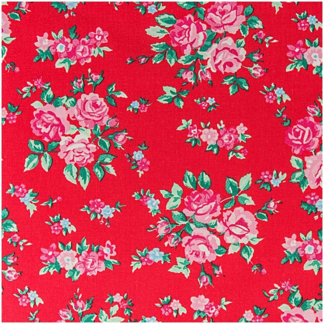 Toile Fleurs Rouge / Rose (50 x 160 cm) 