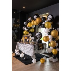 Arche 50 Ballons Squelette Noir / Blanc / Or. n1