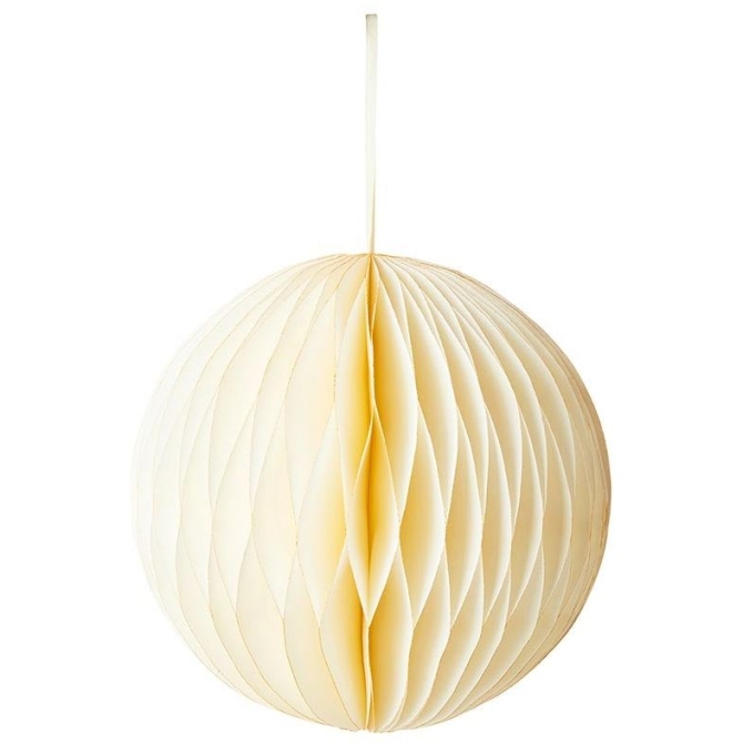 Boule Nid d Abeille Paillet Blanc -23 cm 