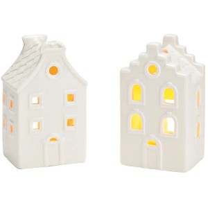 Petit Photophore Maison Blanc 11 cm - En Porcelaine