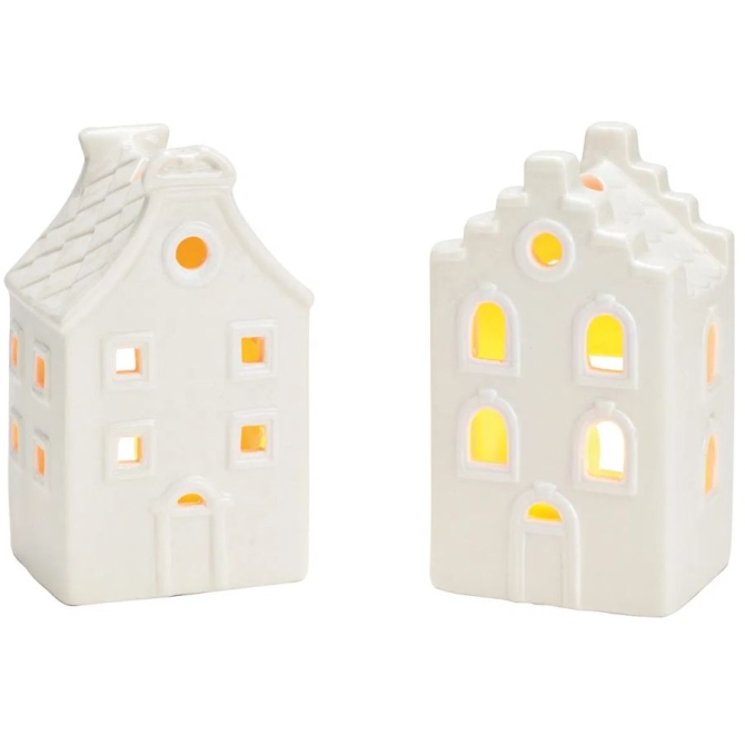 Petit Photophore Maison Blanc 11 cm - En Porcelaine 