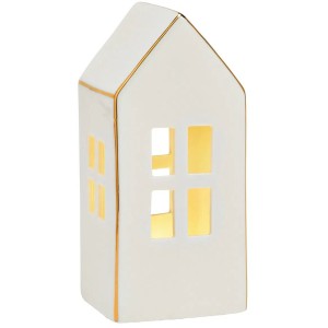 Maison avec LED Blanche 15 cm - En Porcelaine