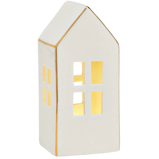 Maison avec LED Blanche 15 cm - En Porcelaine 