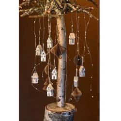 Set de 6 Pendentifs de Nol Maison 7 cm - En Bois Blanc. n1