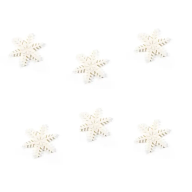 6 Petits Flocons de Neige (2, 5 cm) - Sucre 