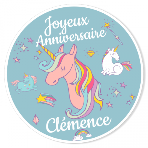 Fotocroc Rond A Personnaliser Licorne Rainbow Pour L Anniversaire De Votre Enfant Annikids