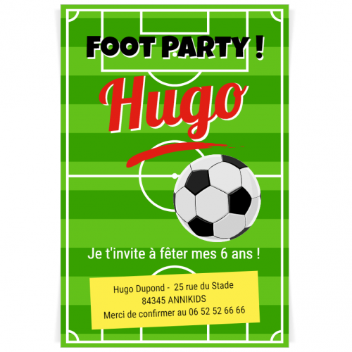 invitation anniversaire garçon foot Invitation A Personnaliser Terrain De Foot Pour L Anniversaire invitation anniversaire garçon foot