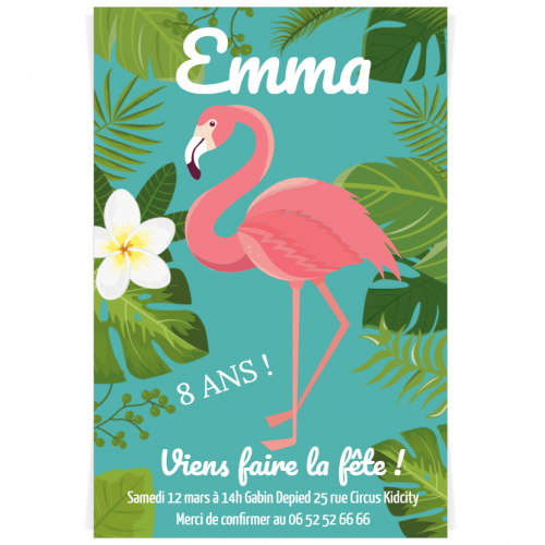 Invitation A Personnaliser Tropical Flamingo Pour L Anniversaire De Votre Enfant Annikids