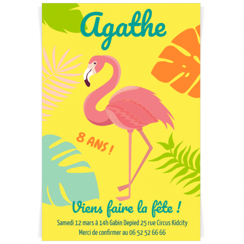 Invitation A Personnaliser Flamant Rose Pour L Anniversaire De Votre Enfant Annikids