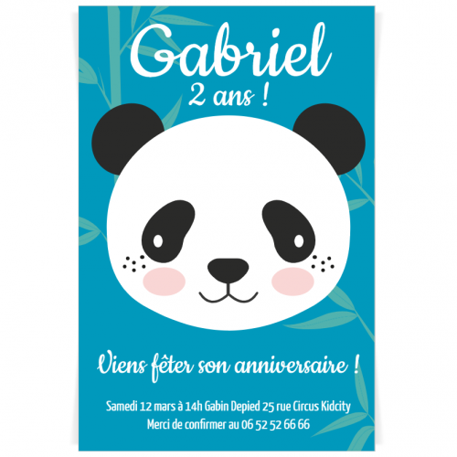 Invitation A Personnaliser Panda Bleu Pour L Anniversaire De Votre Enfant Annikids