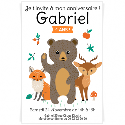 Invitation A Personnaliser Animaux De La Foret Pour L Anniversaire De Votre Enfant Annikids